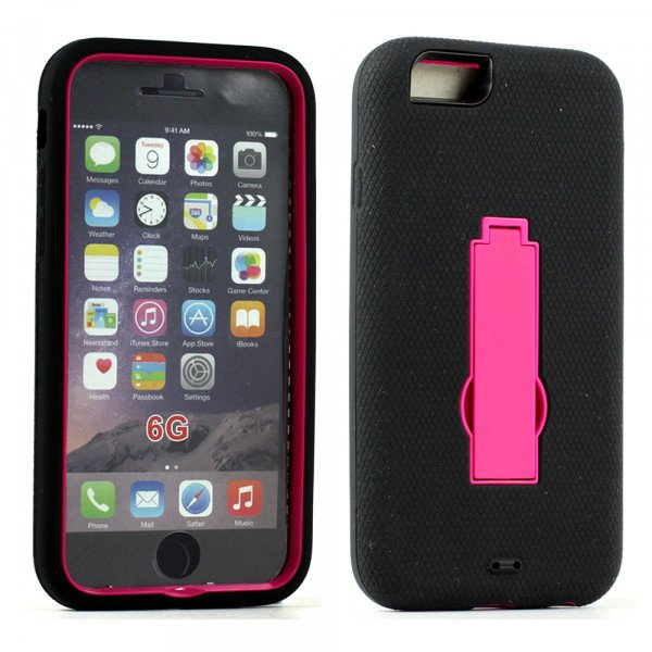 Wholesale Apple iPhone 6 4.7 Armor Hybrid Case w Screen and Stand (Hot Pink)